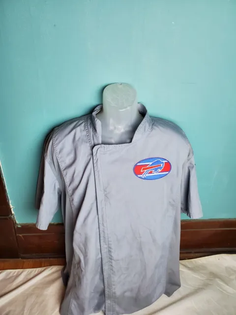 Chef Works Gray Short Sleeve Coat NFL Buffalo Bills Logo Men's Size XL Sewn