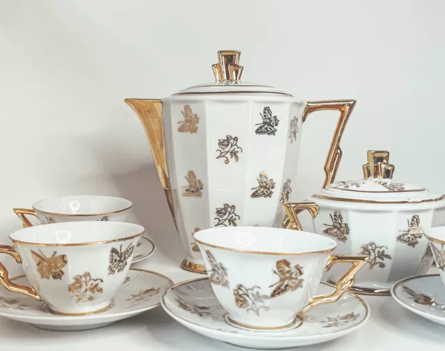 Bavaria Germany Tea Demitasse Set 16 Pieces - Stunning Gold Gilt