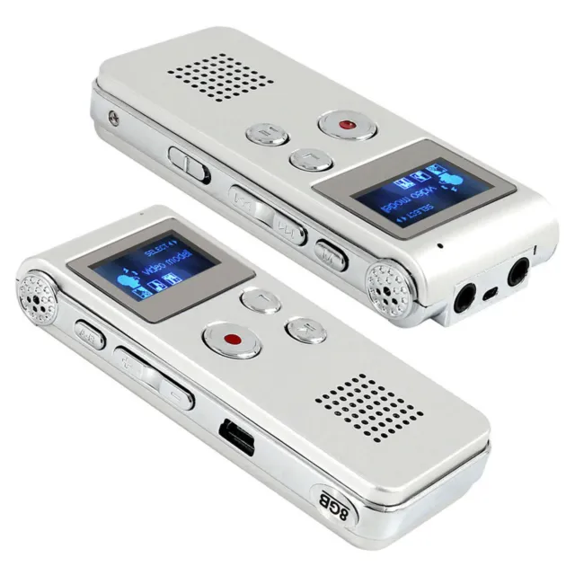 8GB Rechargeable Steel Digital Sound Voice Recorder Dictaphone MP3 Player Record