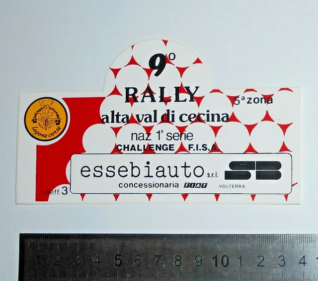 Autocollant Vintage - 21° Rally Alta Val Di Cecina 1999 - Original Italie - Très Bon état