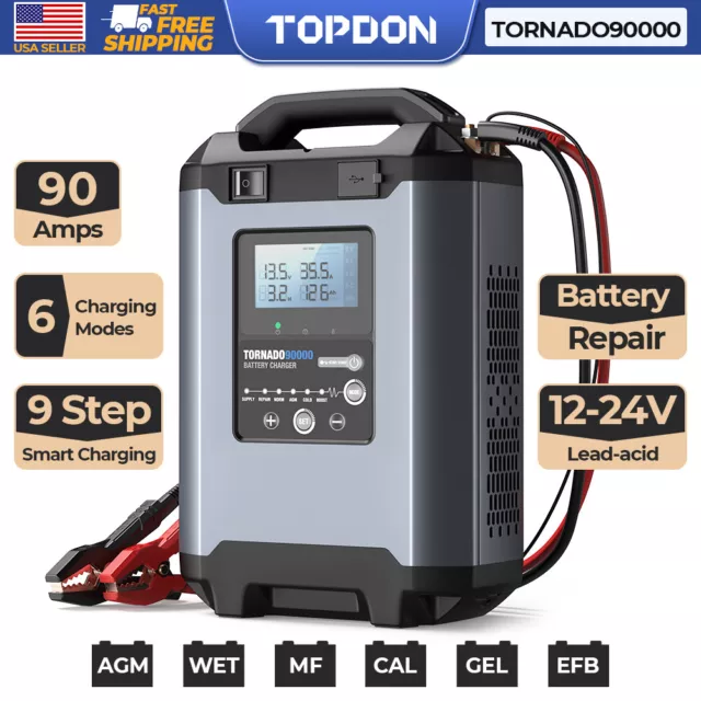 TOPDON Tornado 90000 Professional Auto Car Battery Charger Maintainer Trickle