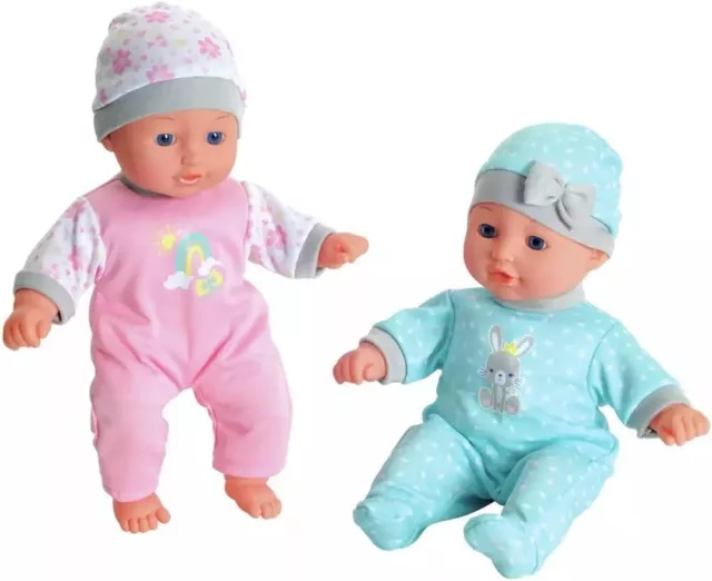 Chad Valley Babies to Love Set of Twins Baby Dolls - Giggle & Cry 30cm In Box