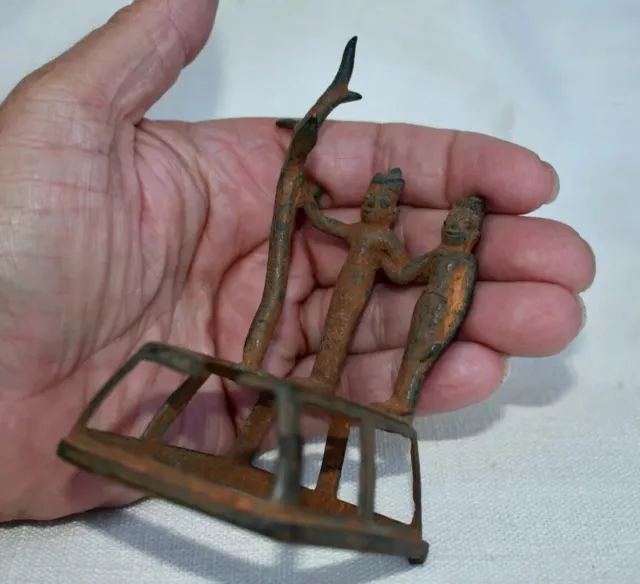 Antique Burmese Bronze Figurine w/ Lattice Base from Myanmar