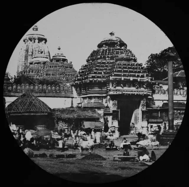 ANTIQUE Magic Lantern Slide GREAT TEMPLE OF JAGGANNATH AT PURI C1875 PHOTO INDIA