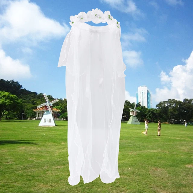 Velo da sposa bambino bambina pizzo bambina due strati tulle