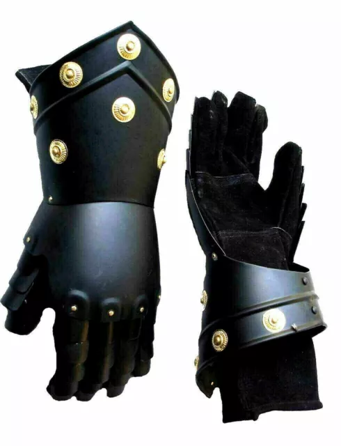 Medieval Knight Gauntlets Functional Armor Gloves Leather Steel SCA LARP Vintage