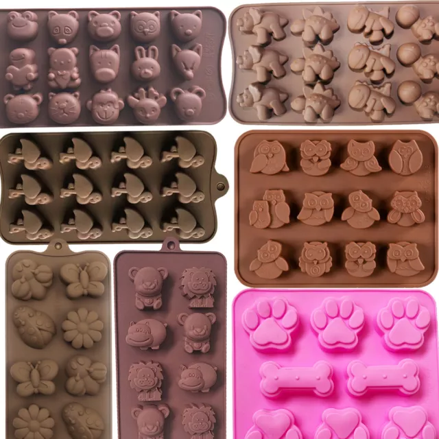 Animals Dog Cat Dinosaur Silicone Mould Chocolate Fondant Jelly Ice Cube Mold