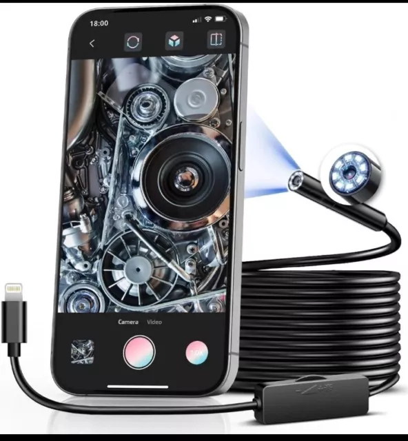 Borescope-Endoscope-Camera with Light 2560P HD Borescope with 6 Adjustable LED