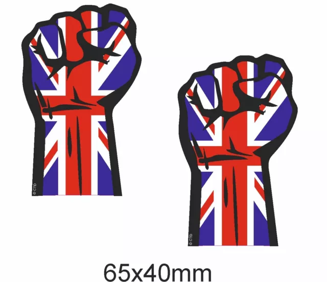 Small Pair Solidarity Fist & Union Jack British Flag car sticker Decal 65x40mm