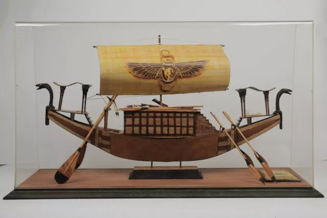 Replica Ancient Egyptian pharaoh's Trips boat with the two cobras and the scarab