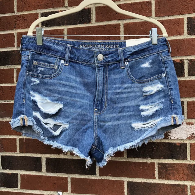 american eagle denim shorts size 12 tomgirl shortie Sexy Distressed