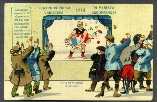 Ww1 - Cartolina Satirica  "1914 Teatro Europeo Di Varieta'" -  Vg. 1916