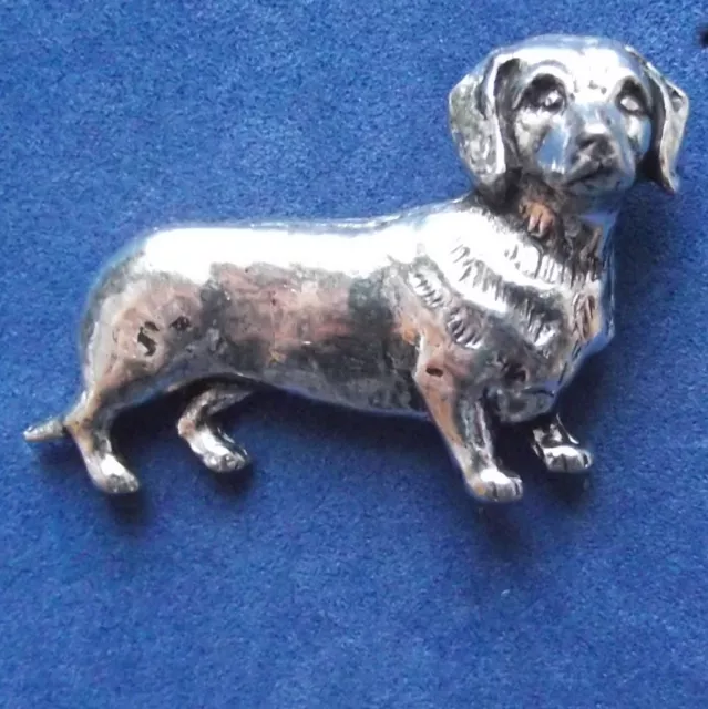 Pewter Dachshund Sausage Dog Brooch Pin Quality