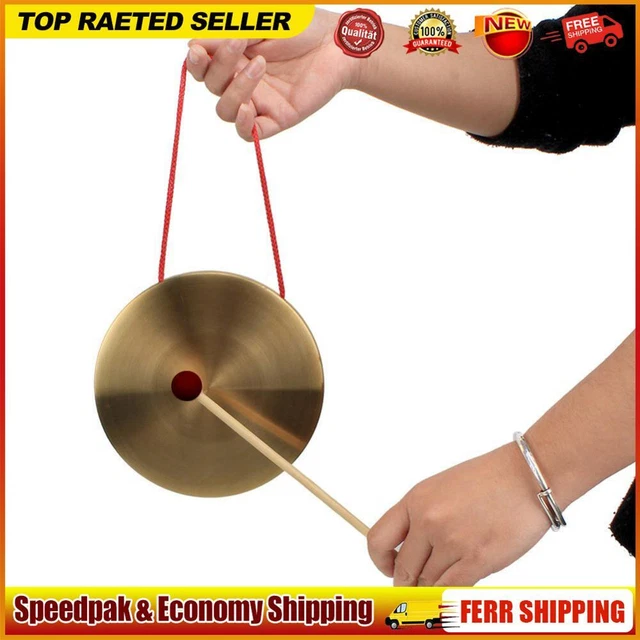 21cm Hand Gong Copper Cymbals with Wooden Stick for Band Rhythm Kids Music Toy