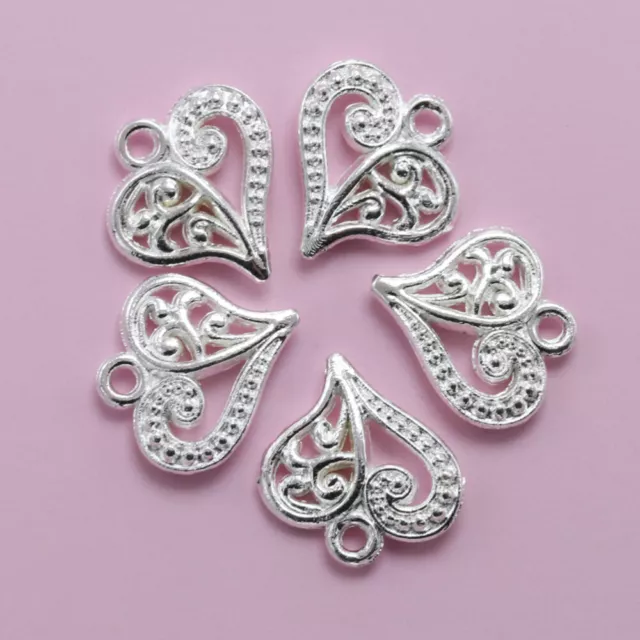 10 Pcs Alloy Pendant Charm Jewelry Making Pendants Heart-shaped