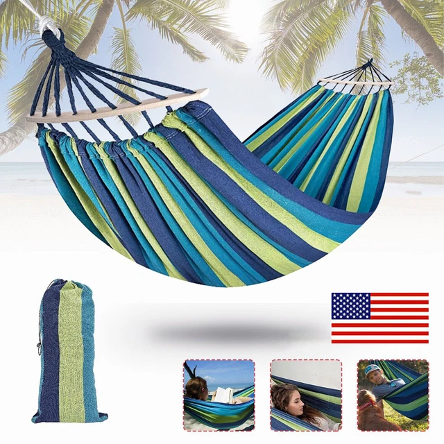 Cotton Rope Hanging Hammock Swing Camping Heavy Duty Canvas Bed Outdoor Garden