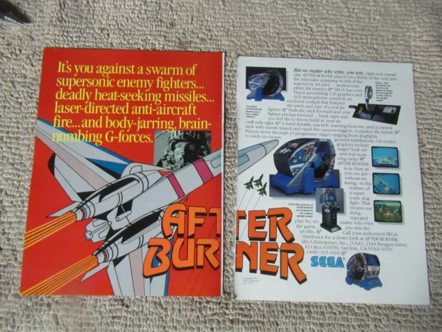 Original 11- 8.5'' AFTER BURNER SEGA  2 PAGE   arcade video game AD FLYER