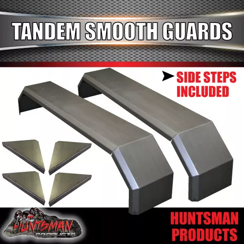 X2 Off Road 330mm Tandem Trailer Mudguards & Steps Smooth Steel For R/Roller