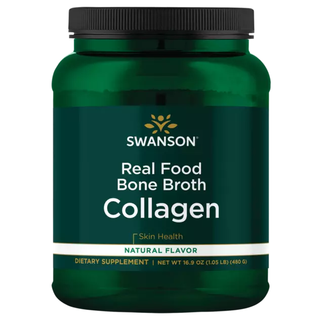 Swanson Real Food Bone Broth Collagen - Natural Flavor 16.9 oz Powder