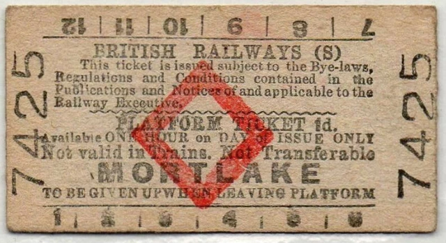 BR(S) Platform Ticket Mortlake 1d