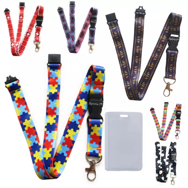 Spirius  Neck strap Lanyard with clear waterproof card Holder Badge ID zip lock