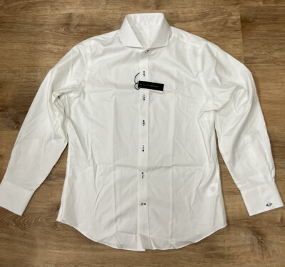J.Hilburn Dress Shirt 17.75-47 White Reg 100% Cotton 