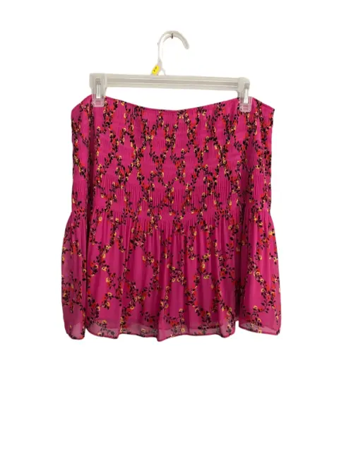 NWT Diane von Furstenberg Tayte Pink Floral Pleated Chiffon Skirt Size 10