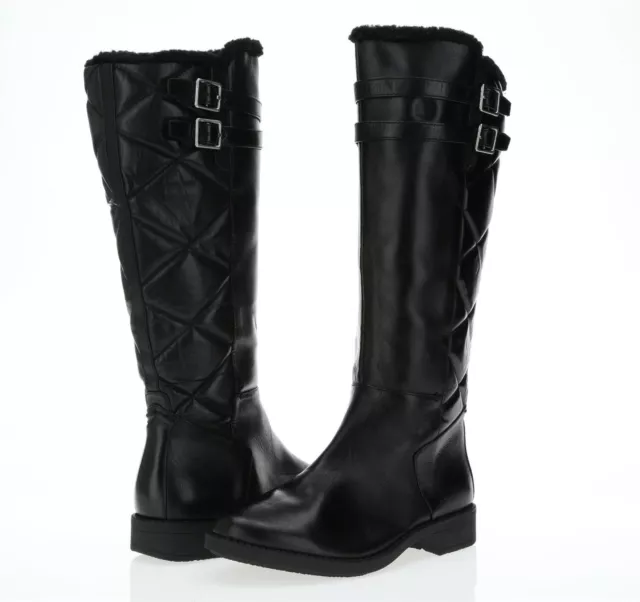 Womens TARYN ROSE 167466 Black Leather Waterproof Tall Boots size 6.5