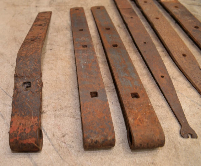 Antique 18th century hand wrought forged strap hinges & brackets collectible lot 5