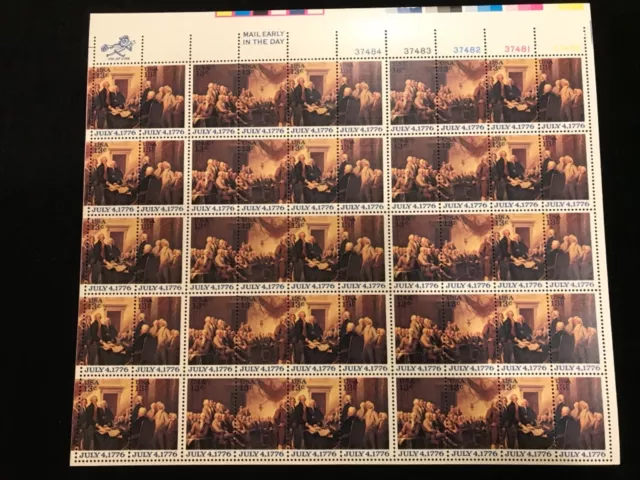 US Scott # 1691 - 1694 13c 1976 US Bicentennial Independence Mint NH Sheet