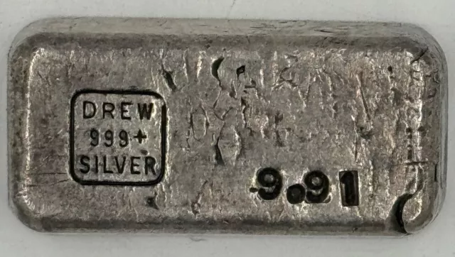 Drew Refining Co. Vintage Poured Kit Kat Bar 9.91 Troy Oz 999 Silver