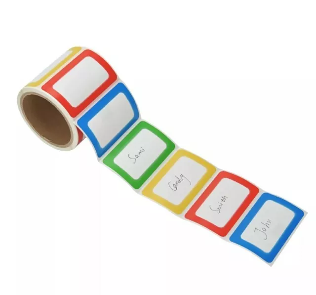 1 Roll Plain Name Tag Labels 250 Stickers Colorful School Office Camp Party A14