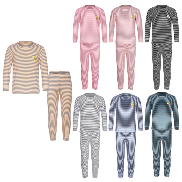 Set pigiami ragazzi ragazze a righe t-shirt maniche lunghe top pantaloni set abiti casual