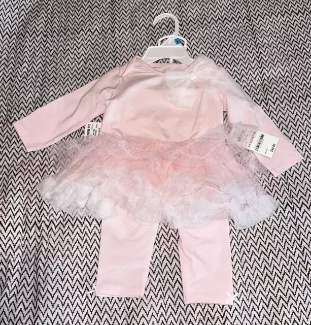 New First Impressions Ballerina Tutu 2 Piece Set For Baby Girls 3-6 Months Pink