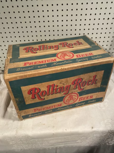 Vintage Beer Case Box Crate Rolling Rock Held 24 12oz Bottles EMPTY BOX