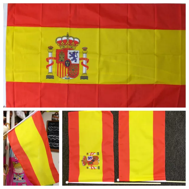 Spanish Hand Table Flag Spain Madrid Espana Malaga Tapas Bar Cerveza Football bn