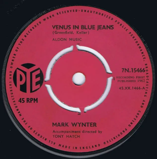 Mark Wynter 1962 Uk 7" 45 - Venus In Blue Jeans