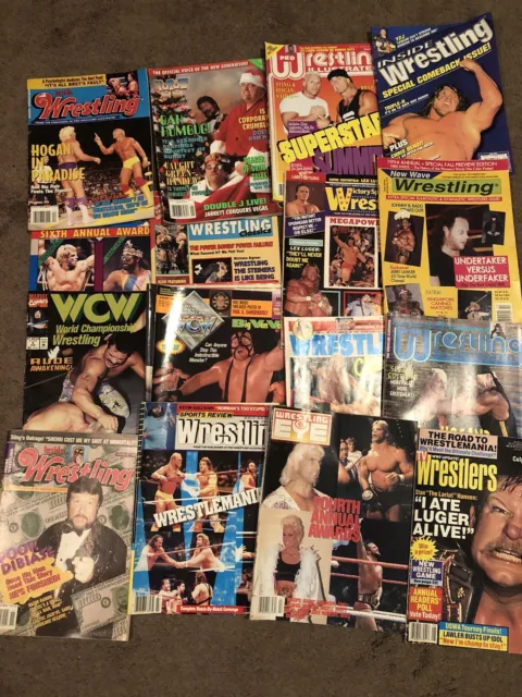 Lot Pro wrestling magazines NWA, WCW, WWF-16 Vintage Magazine From 89 Into 90’s