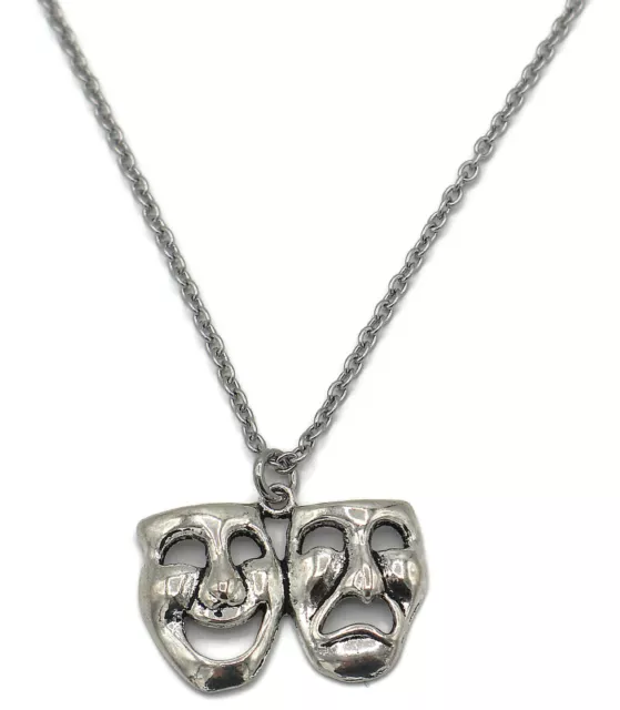 Comedy Tragedy Mask Necklace, Theatre Jewelry - 6 Lengths - CANADIAN SELLER