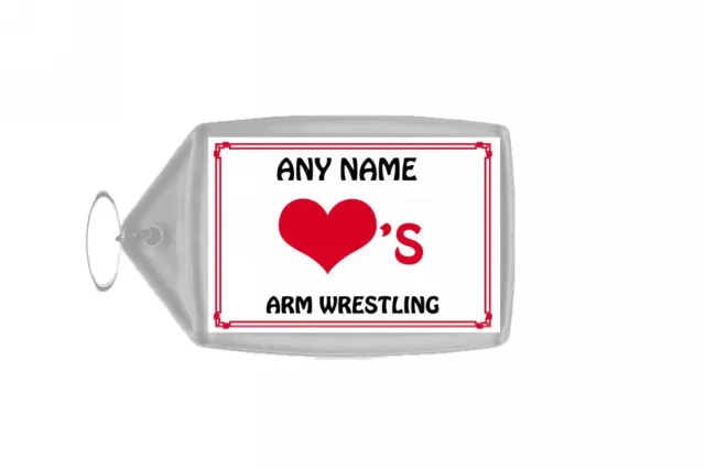 Love Heart Arm Wrestling Personalised Keyring