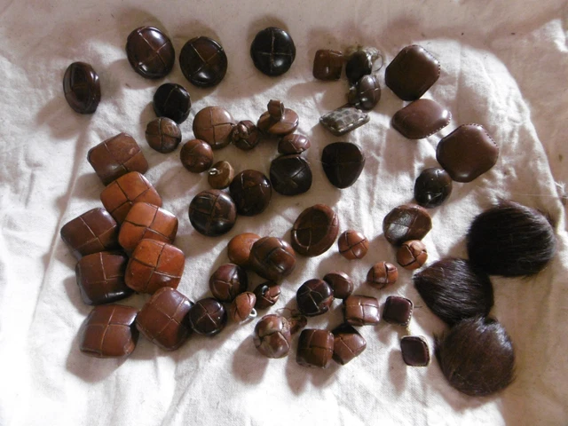 Lot De 6 Boutons Vintage Inclusion Noir Transparent - Pied 1,7 Cm - Occasion