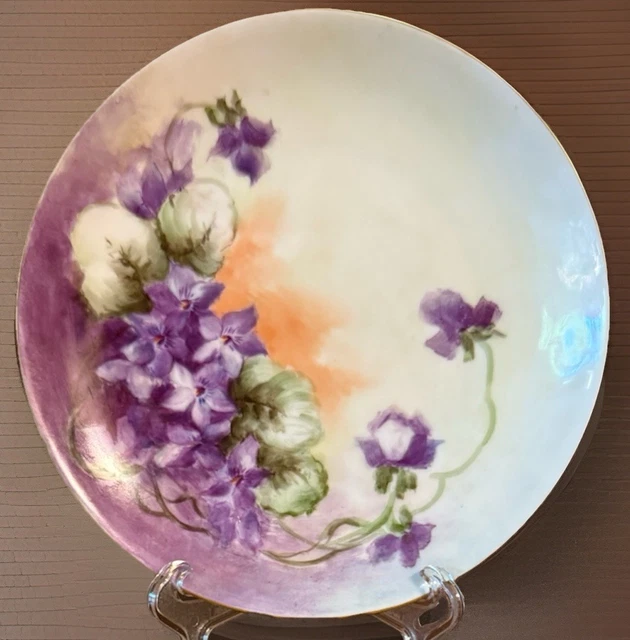 VTG BAVARIAN HAND-PAINTED 6” Plate ~Purple Violets w/Gold Trim