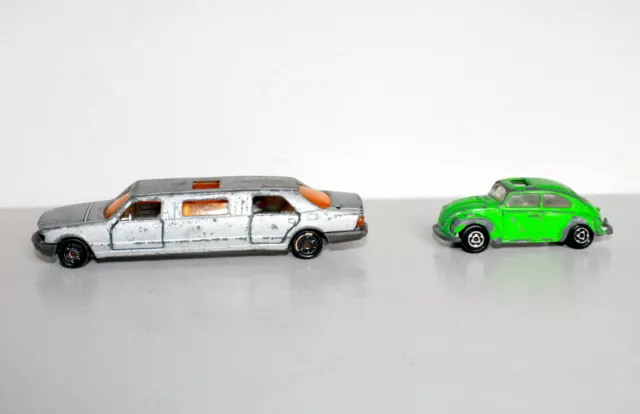 2 Majorette: Limousine Mercedes N326 1/58 + Volkswagen 1302 N203 Coccinelle 1/60 2