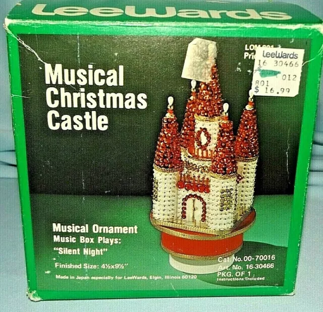 Vintage LeeWards MUSICAL SANTA'S CHRISTMAS CASTLE Bead Sequin Kit 'Silent Night'