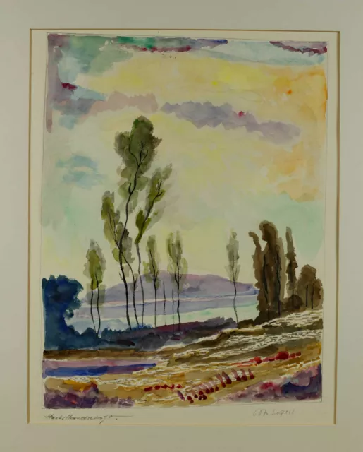 Michael Gustav Soptil 1918-1988 Acuarela Otoño Paisaje Expresivo 70x56cm