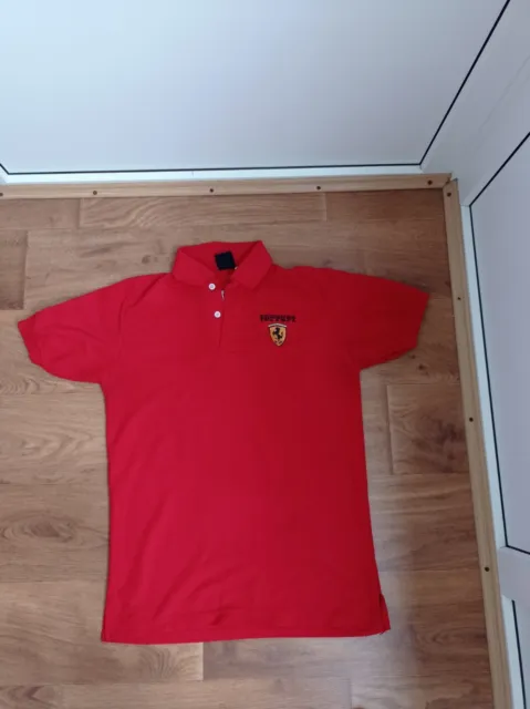Vintage Ferrari Polo Shirt M Red  MAN SPORTS Short Sleeve Scuderia Logo