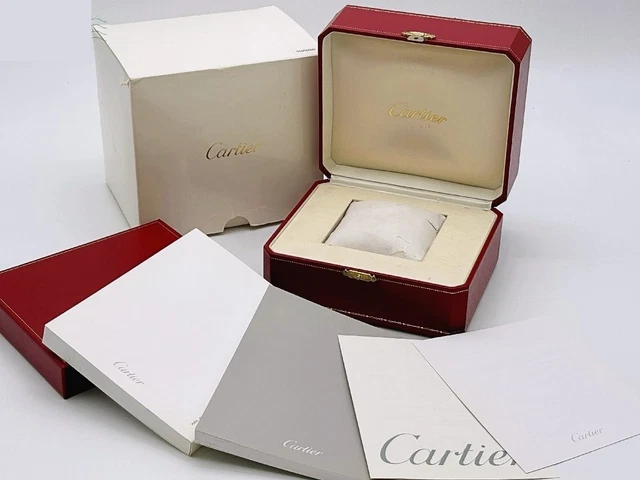 VINTAGE GENUINE CARTIER watch box case COWA 0043 wood Booklet red ...