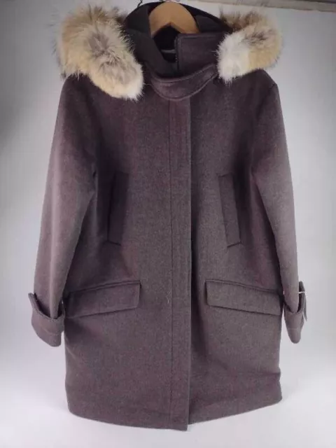 Soia Kyo Wool Blend Woman's Coat - Brown with Faux Fur Collar Size L