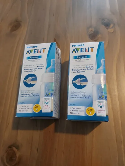 2 Philips Avent, Anti-colic Flaschen, Sauger,  mittl. Nahrungsfluss, 0m+, 125m