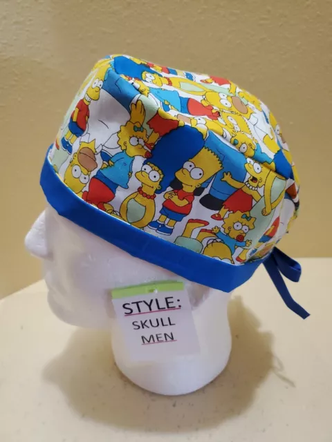 Simpsons Family Men's Skull/Chemo Surgical Scrub Hat/Cap Handmade